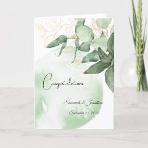 Carte Feuilles verts minimaux Mariage personnalisé