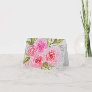Carte Feuilles verts roses roses - pliés vierges - toute
