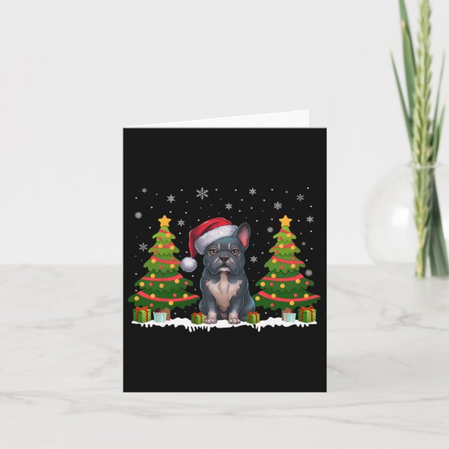 Carte Feux d'arbre de Noël Fréchisme Chien de Santa Hat  (Devant)