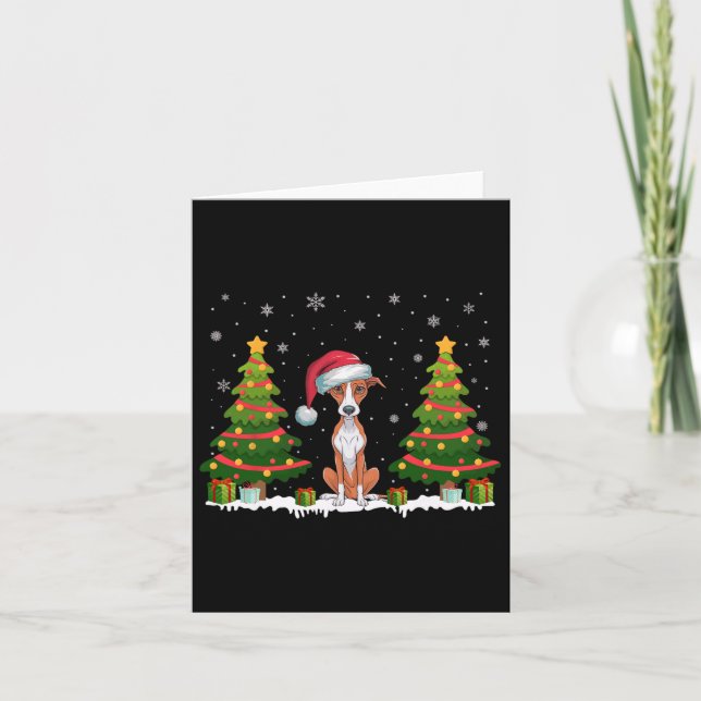 Carte Feux d'arbre de Noël Whippet Chien Santa Hat Noël  (Devant)