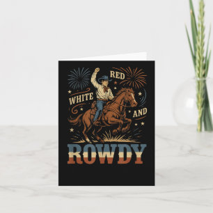 Carte Feux d'artifice Cowboy Blanc Rouge Et Turbulent