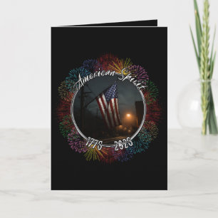 Carte Feux d'artifice drapeau américain noir élégant 4 j