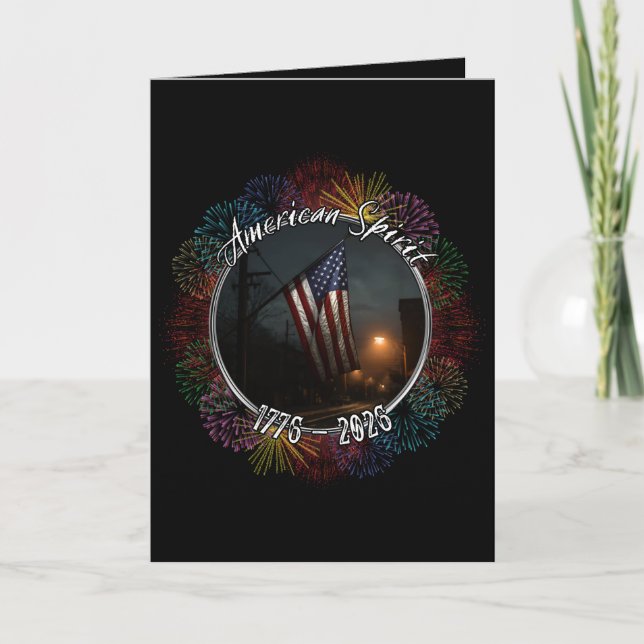 Carte Feux d'artifice drapeau américain noir élégant 4 j (Devant)