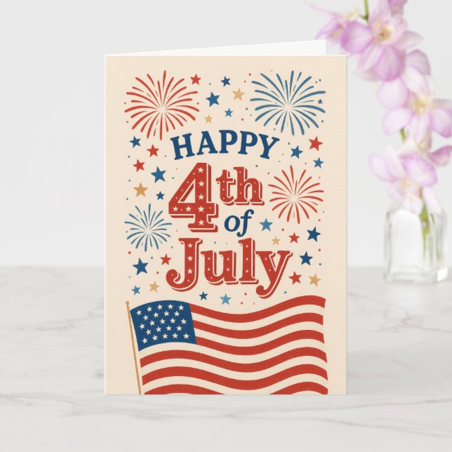 Carte Feux d'artifice du 4 juillet félicitations (Orchidée)