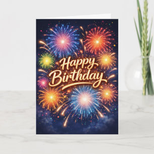 Carte Feux d'artifice époustouflants d'anniversaire et v
