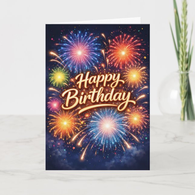 Carte Feux d'artifice époustouflants d'anniversaire et v (Devant)