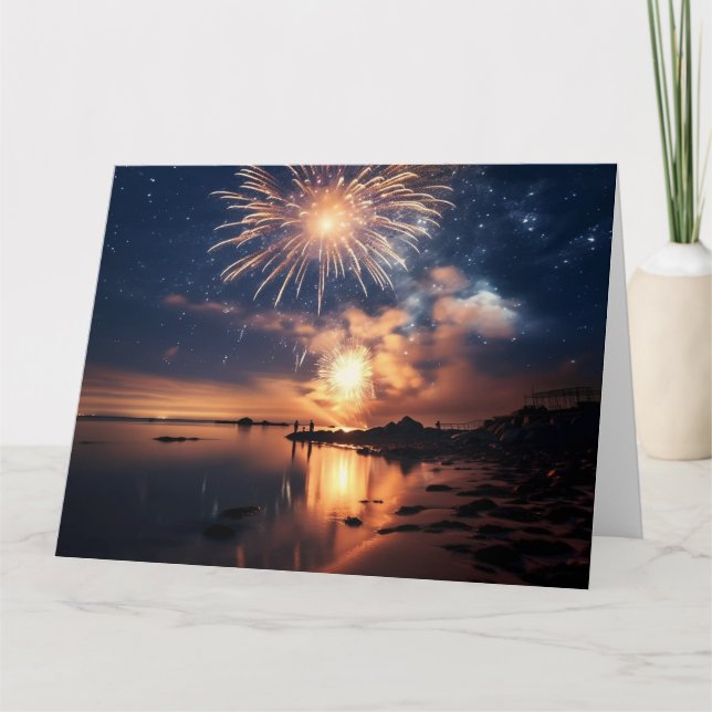 Carte Feux d'artifice incroyables au-dessus de l'eau (Devant)