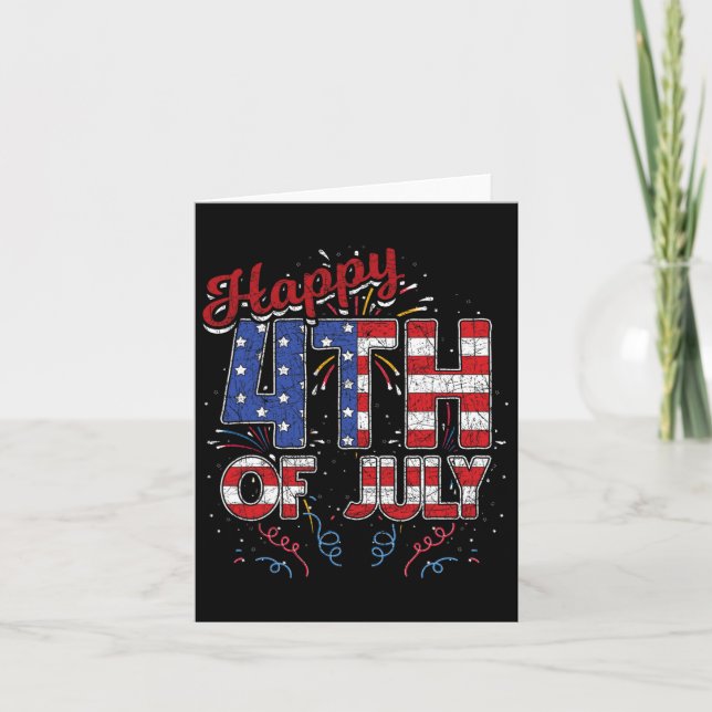 Carte Feux d'artifice Joyeux 4 juillet Drapeau américain (Devant)