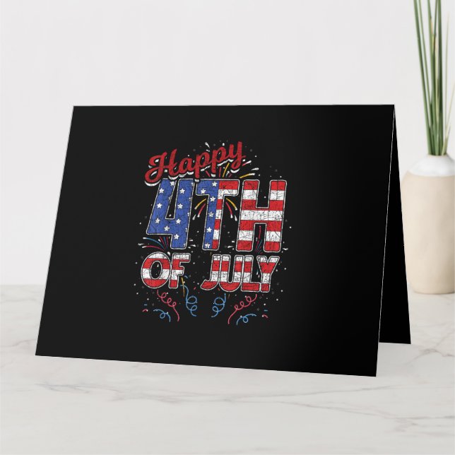 Carte Feux d'artifice Joyeux 4 juillet Drapeau américain (Devant)