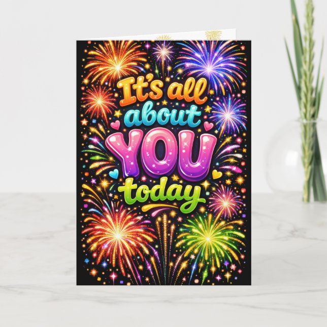 Carte Feux d'artifice néon d'anniversaire (Devant)