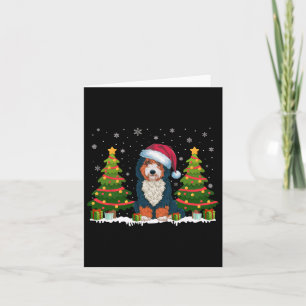 Carte Feux de Noël Bernedoodle Chien Santa Hat Noël