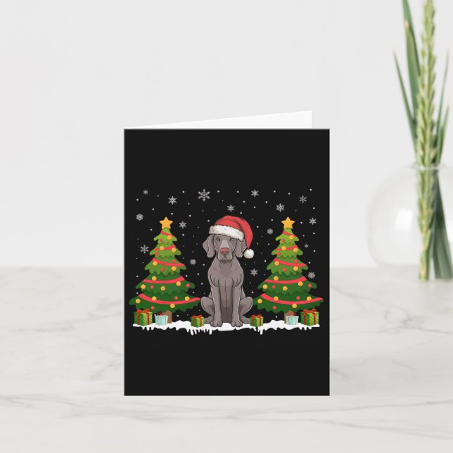 Carte Feux de Noël Weimaraner Chien Santa Hat Noël (Devant)