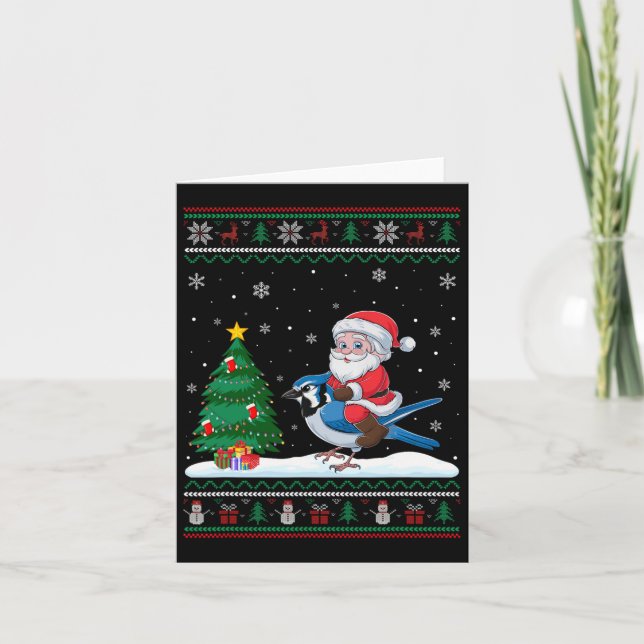 Carte Feux Noël Arbre Lumières Noël Père Noël Riding Ble (Devant)