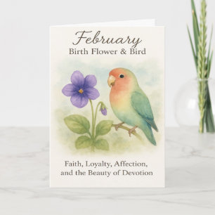 Carte Février Anniversaire Chrétien Floral Oiseau d'Amou
