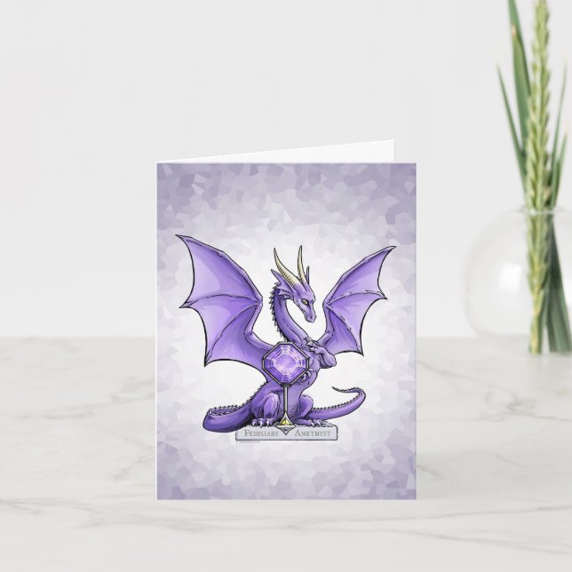 Carte Février Pierre de Naissance Dragon: Améthyste (Devant)