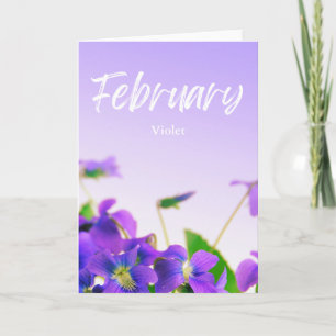 Carte Février Violet violet Naissance Mois Fleur Anniver