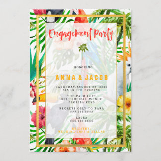 Carte Fiançailles 311 Aquarelle Tropical Parrot