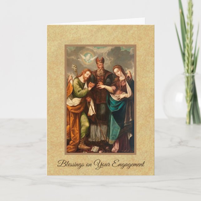 CARTE FIANÇAILLES DE MARIAGE VIERGE MARIE ST-JOSEPH (Devant)