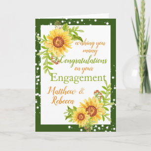 Carte Fiançailles Félicitations Floral Sunflower Card