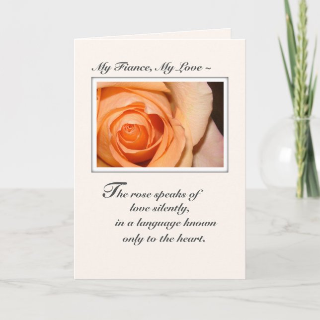 Carte Fiancé, Anniversaire Amour Rose Orange (Devant)