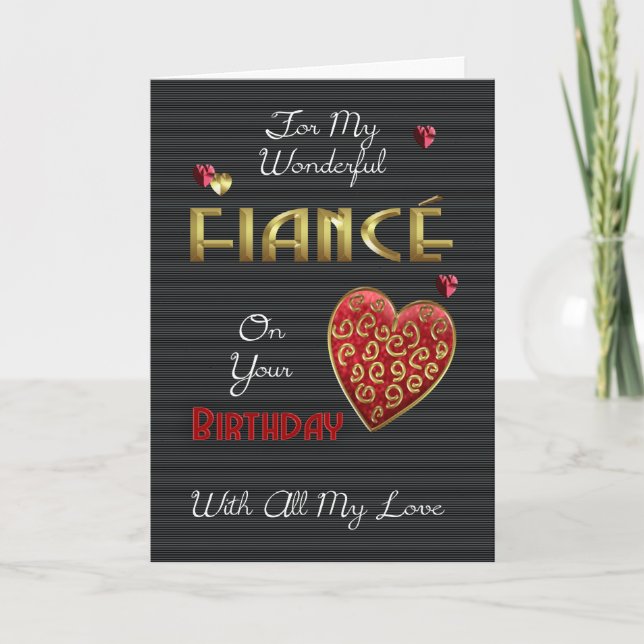 Carte Fiance, Anniversaire Avec Effet Or Et Effet Emboss (Devant)