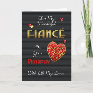 Carte Fiance, Anniversaire Avec Effet Or Et Effet Emboss