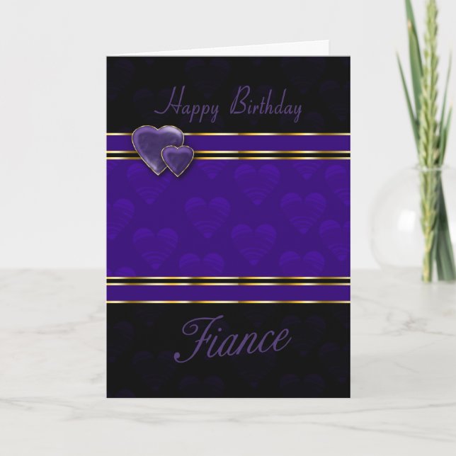 Carte fiance birthday card modern design, purple and bla (Devant)