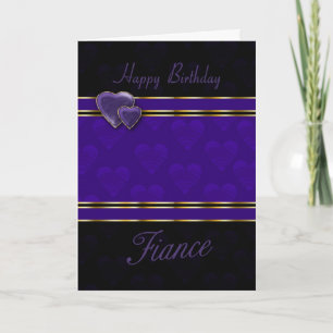 Carte fiance birthday card modern design, purple and bla