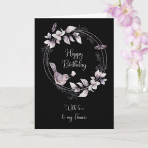 Carte Fiancee Joyeux Anniversaire Oiseau et papillons