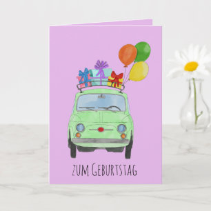 Carte Fiat 500 rétro allemande Anniversaire