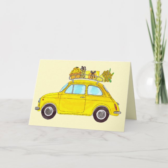 Carte Fiat rétro jaune 500 Topolino (Devant)