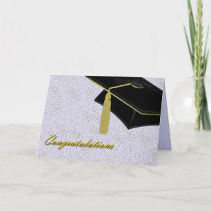 Carte Fiche de diplôme de Lavender Damask & Mortarboard