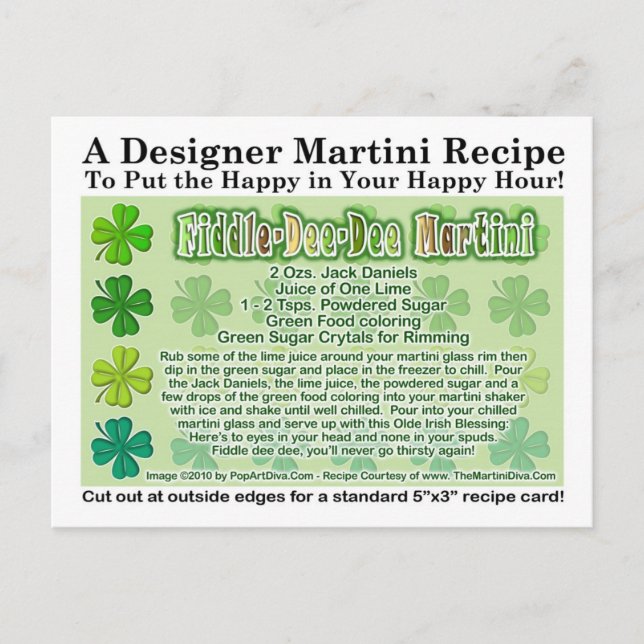Carte Fiddle Dee Dee St. Patrick's Day Martini (Devant)