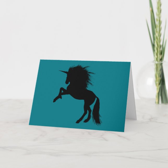 Carte Fier noir Unicorne Silhouette Imaginaire animal, Z (Devant)