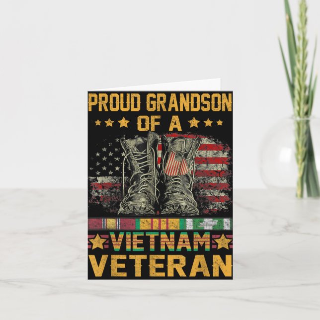 Carte Fier petit-fils d'un vétéran du Vietnam Drapeau Am (Devant)