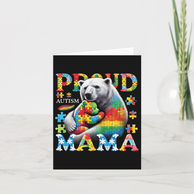 Carte Fière autisme Mama Ours Amour Sensibilisation sur  (Devant)