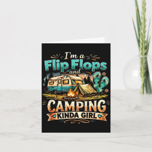 Carte Fière des tongs & fille genre camping en plein air