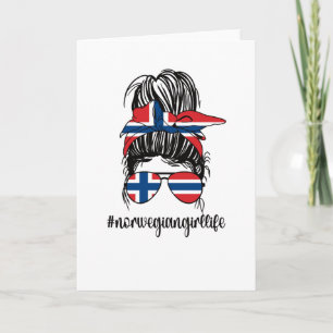 Carte Fière Norvégienne fille Norvège Drapeau Racines No