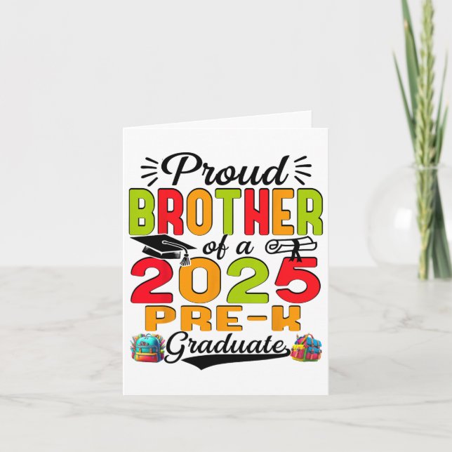 Carte Fièrement frère de la promotion 2025 de pré-matern (Devant)
