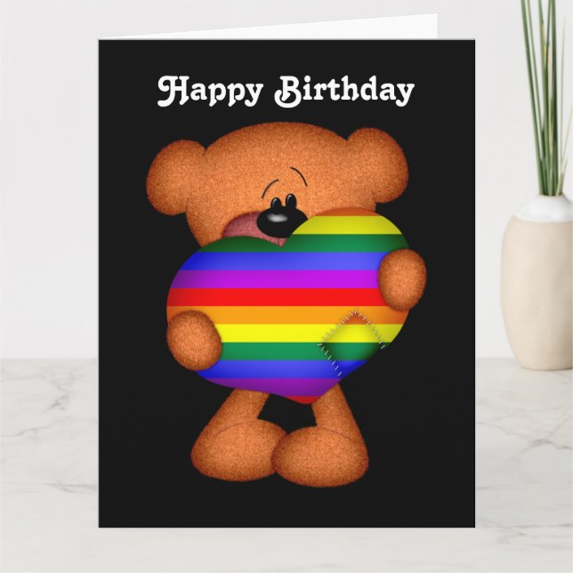 Carte Fierté Coeur Teddy Ours Joyeux Anniversaire (Devant)