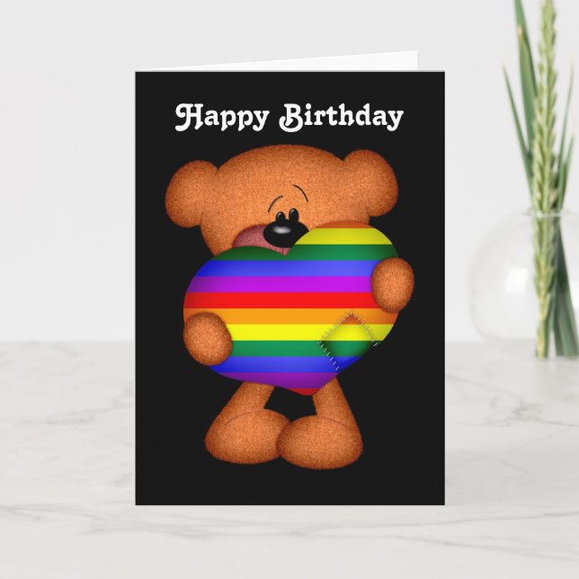 Carte Fierté Coeur Teddy Ours Joyeux Anniversaire (Devant)
