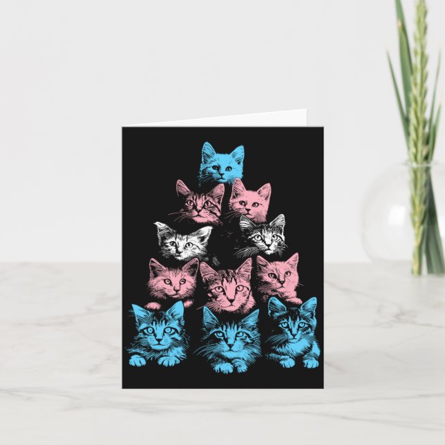 Carte Fierté masculine Chats Transgenre - Drapeau Trans  (Devant)