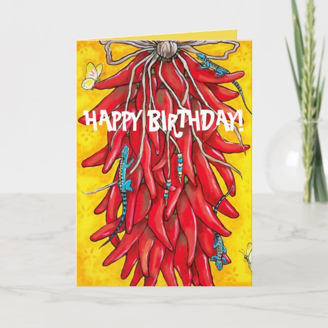 Carte Fiesta Birthday Card Red Chili Pepper Ristra (Devant)
