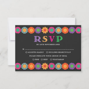 Carte Fiesta colorée Fleurs mexicaines Mariage RSVP