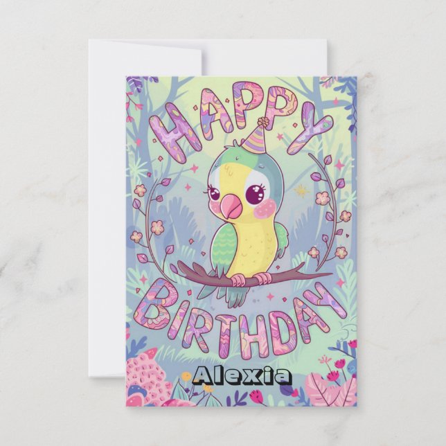 Carte Fiesta Enfants Parrot Digital Anniversaire (Devant)