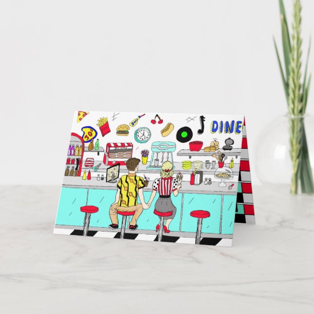 Carte Fifties Retro Couple Happy Valentine's Day (Devant)