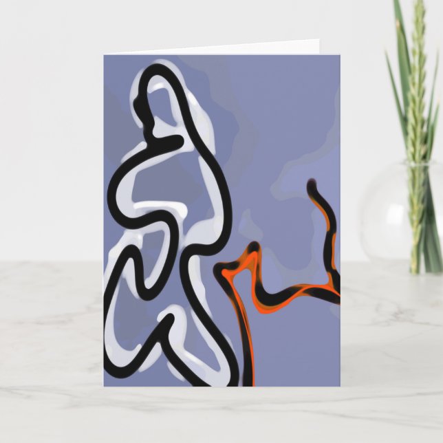 Carte Figure avec Feline : bleu Abstrait, orange, B & W (Devant)