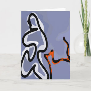 Carte Figure avec Feline : bleu Abstrait, orange, B & W