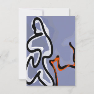 Carte Figure avec Feline : bleu Abstrait, orange, B & W