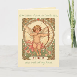 Carte Figure chérubique de Cupidon avec une guirlande et